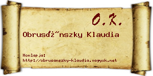 Obrusánszky Klaudia névjegykártya